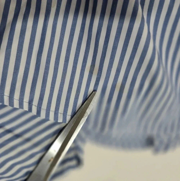 New GAP Womens One Shoulder Striped Ruffle Top Size‎ Small White Blue - Picture 7 of 9